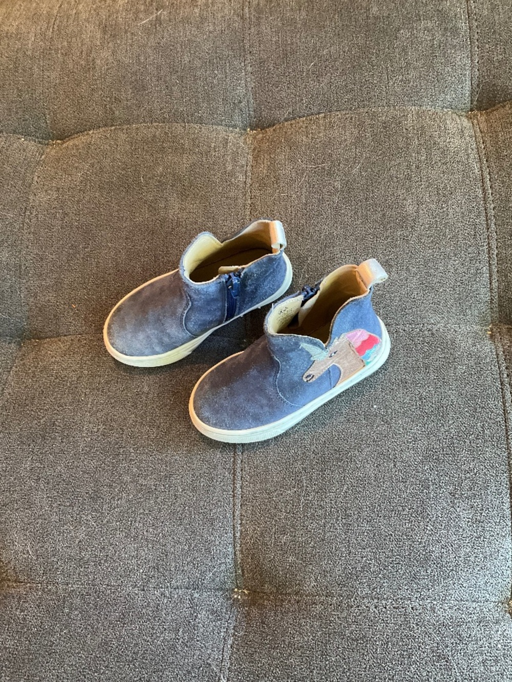 EUC Mini Boden Blue Suede Rainbow Unicorn Boots EU 25 US Toddler 8.5 - 9
